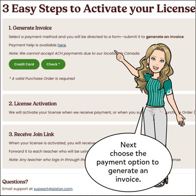 Now choose the payment option to generate an invoice.