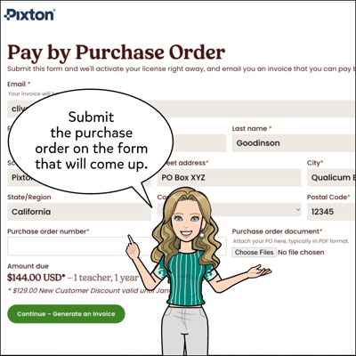 Submit the purchase order on the form that will come up.