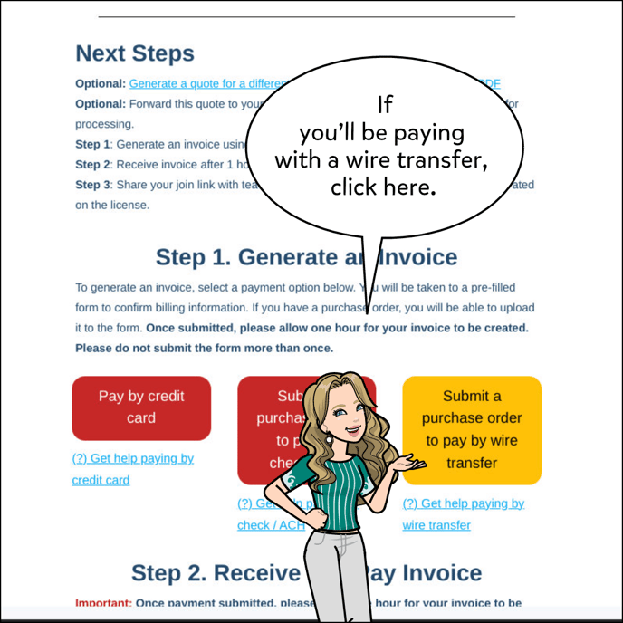 If you'll be paying by wire transfer, click Pay By Wire Transfer.