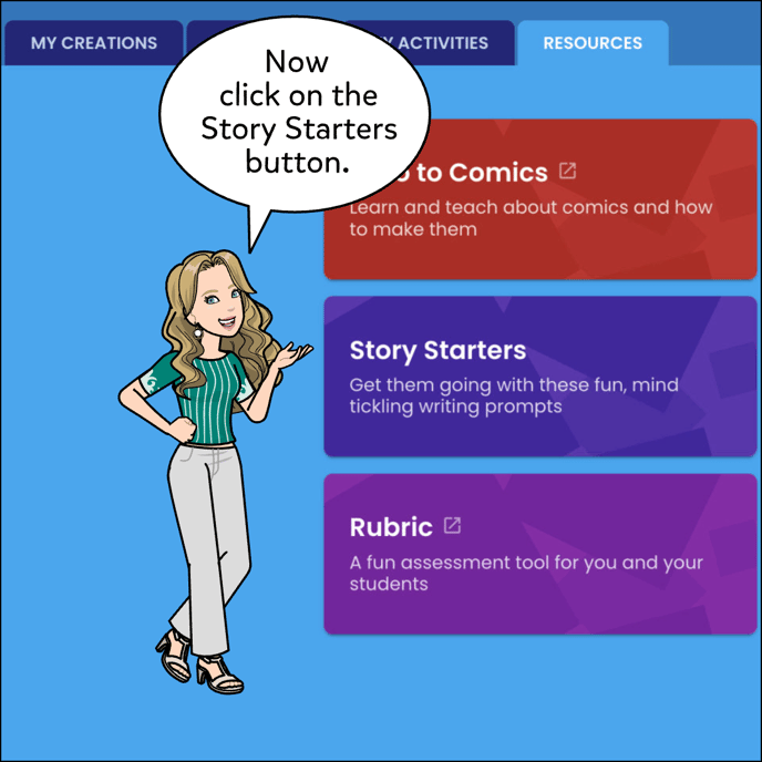 Now click on the Story Starters button.