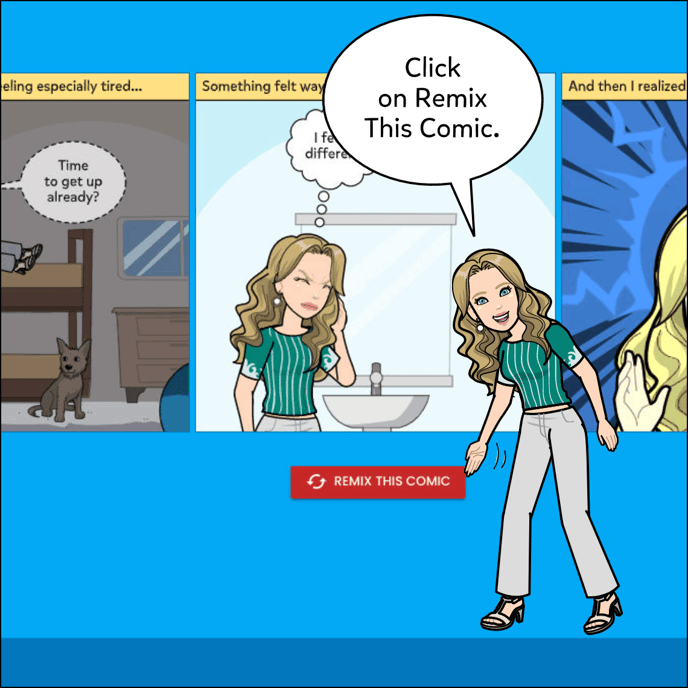 Click on Remix This Comic button below the selected Story Starter.