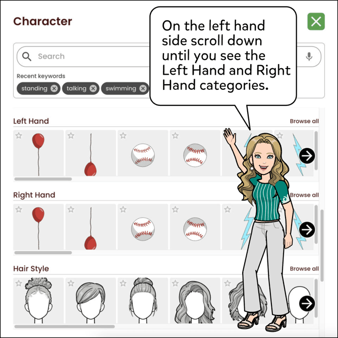 On the left hand side scroll down until you see the Left Hand and Right Hand categories.
