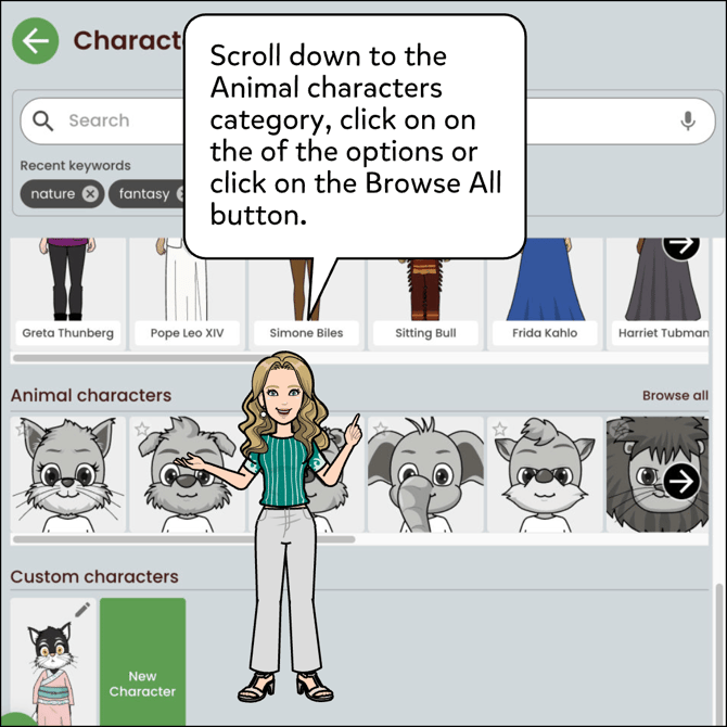 Scroll down to the Animal characters category, click on on the of the options or click on the Browse All button.