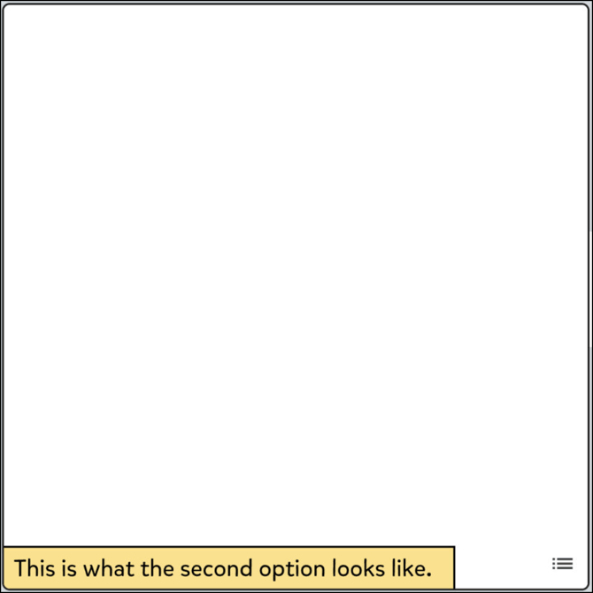 The second option shows the caption on the bottom left.