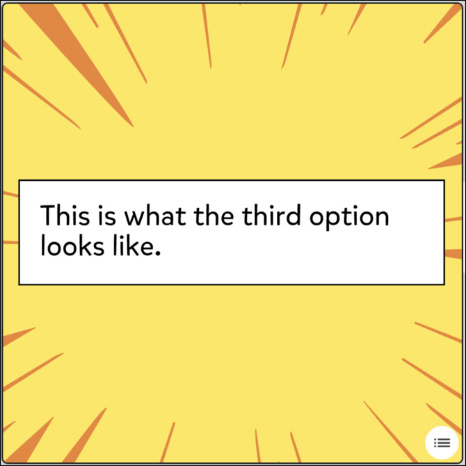 The third option shows caption centred in the middle of the page.