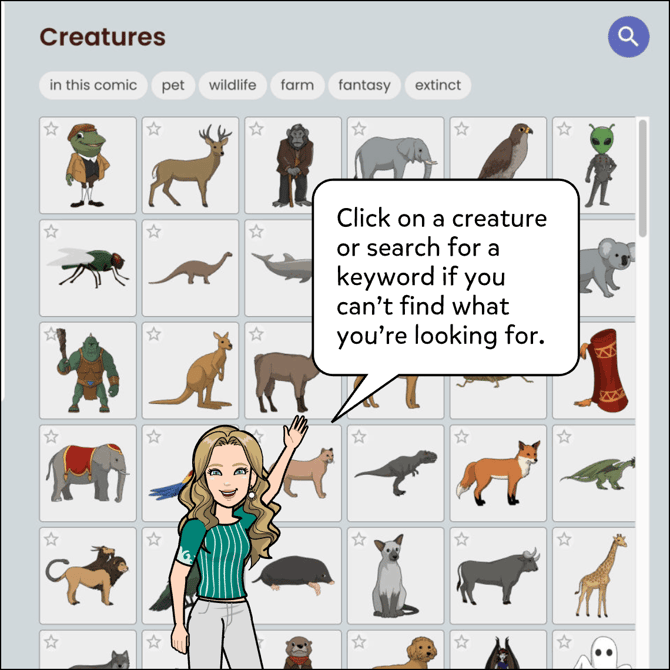 Click on a creature or search for a keyword if you can't find what you're looking for.