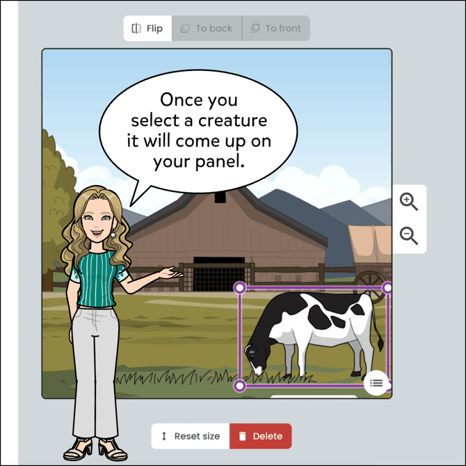 Once you choose a creature click on it to add it to the panel.