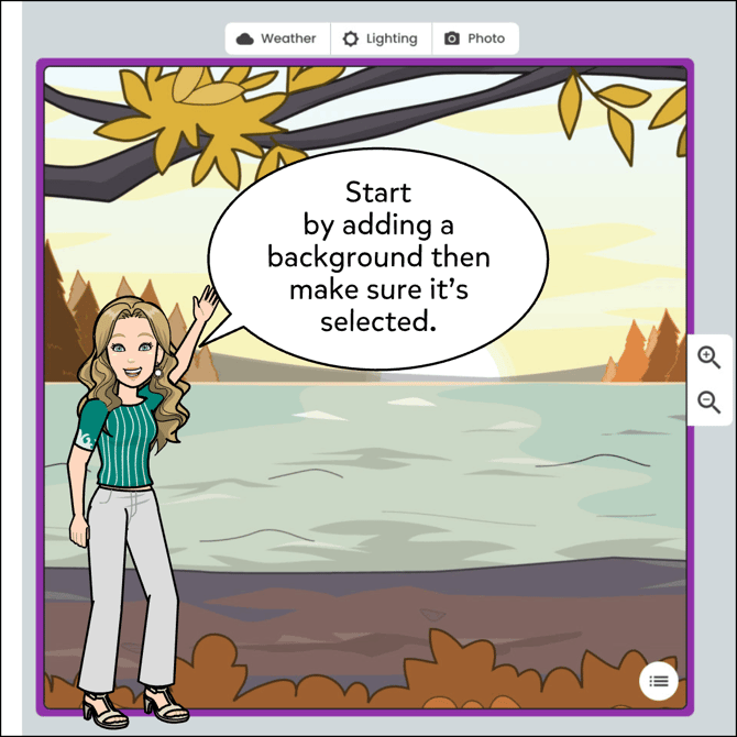 To apply a color filter to your panel, start by clicking anywhere on the panel to select it.