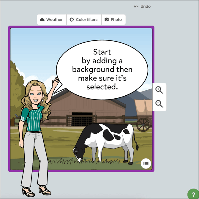 To apply a color filter to your panel, start by clicking anywhere on the panel to select it.