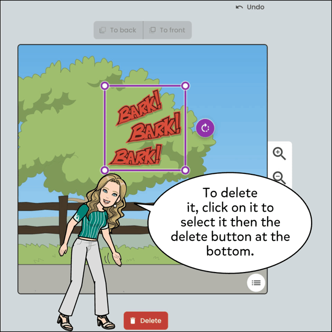 To remove it, click on it to select it then the delete button at the bottom of the panel.