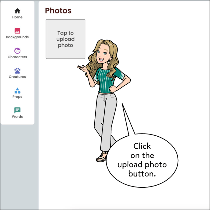 Click on the Upload photo button.