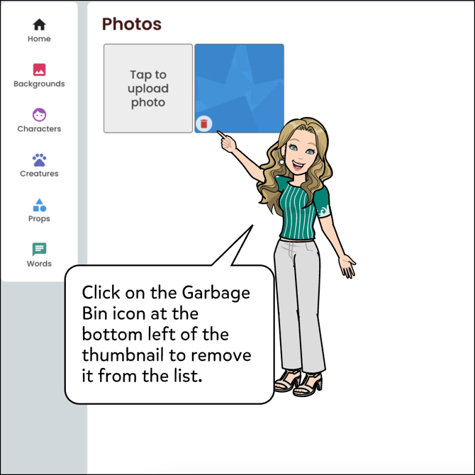 Click on the Garbage Bin icon at the bottom of the image to remove it from the panel.