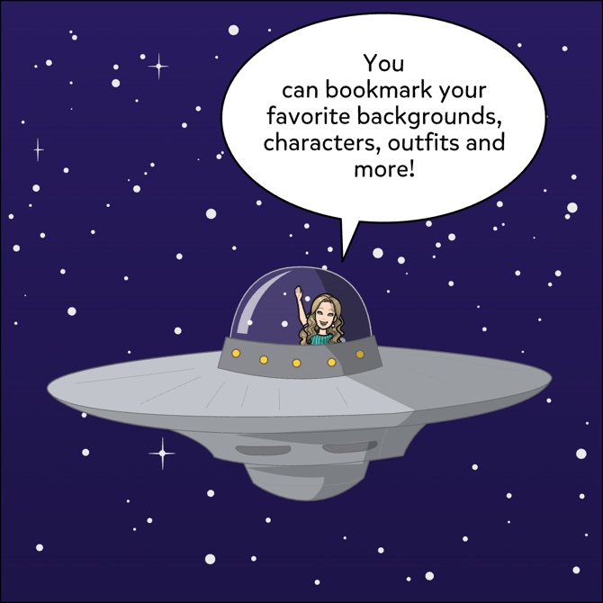 You can bookmark your favorite backgrounds, characters, outfits and more!