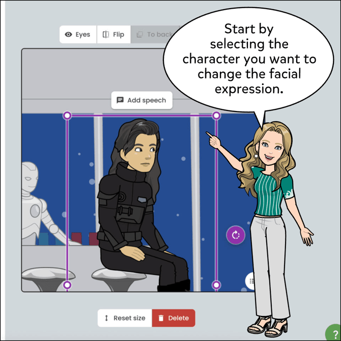 Click on the Character you want to change the facial expression to select it.