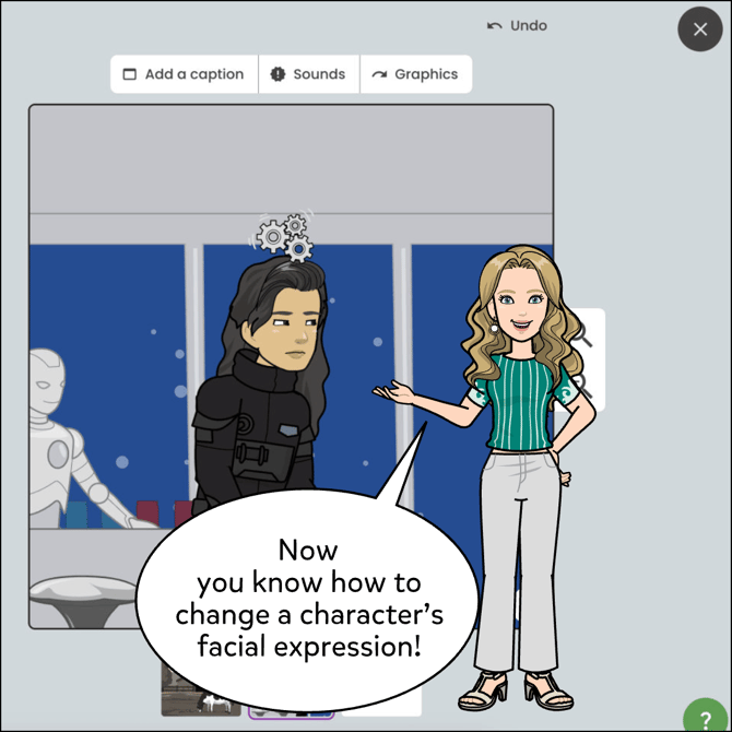 Now you know how to change the character's facial expression.
