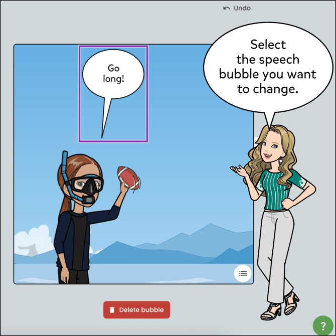 Select the speech bubble you want to change.