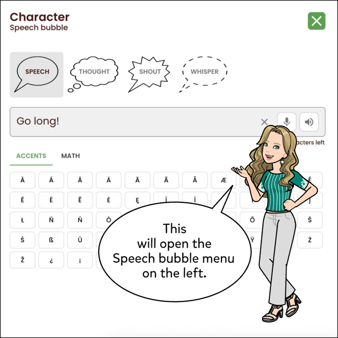 Now you should see the speech bubble menu on the left hand side.
