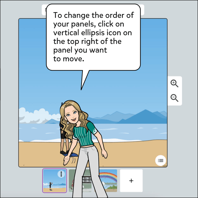 To change the order of the panel, click on the vertical ellipsis icon on the top right of the panel you want to move.