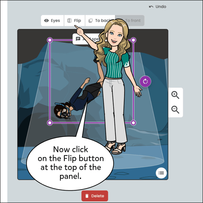 Now click on the Flip button at the top of the panel.