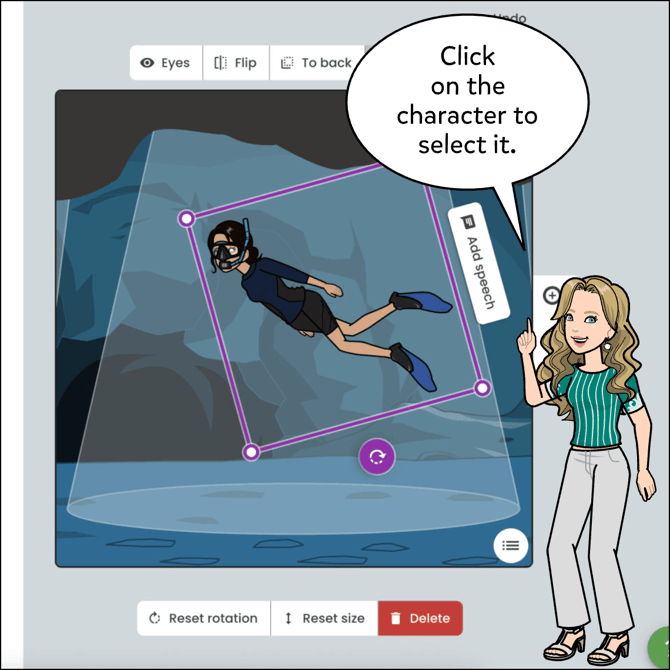 Click on the Character to select it.