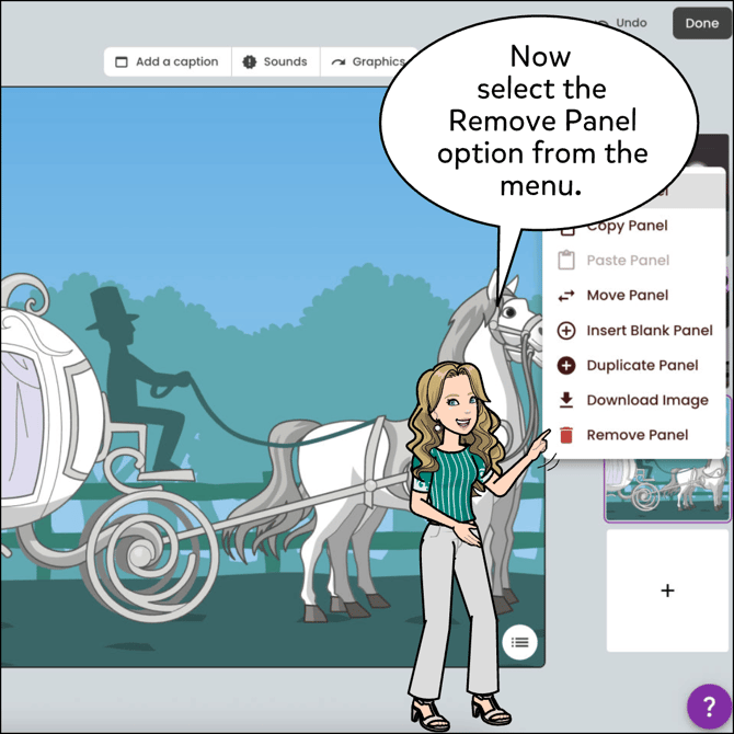 Now select the Remove Panel option from the menu.