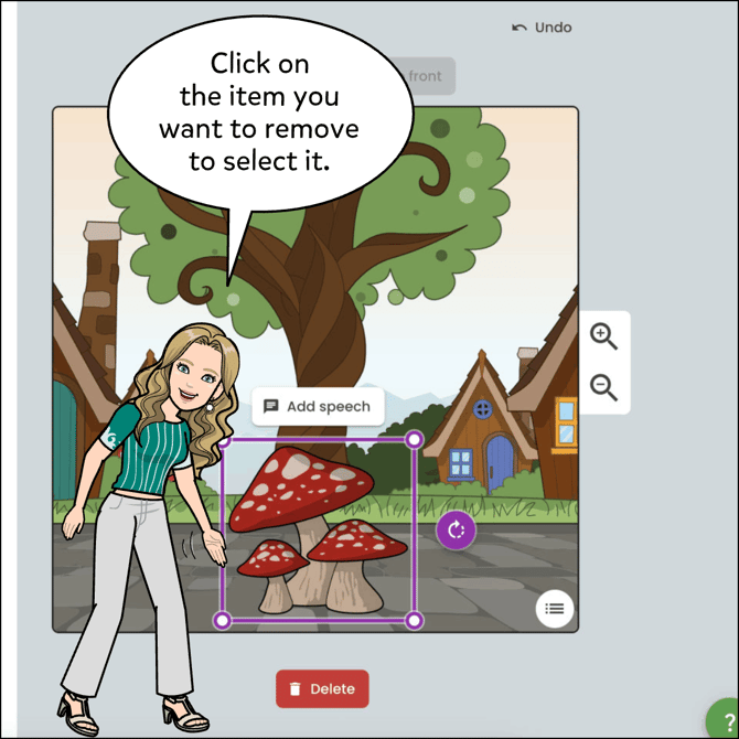 Click on the item you want to remove to select it.