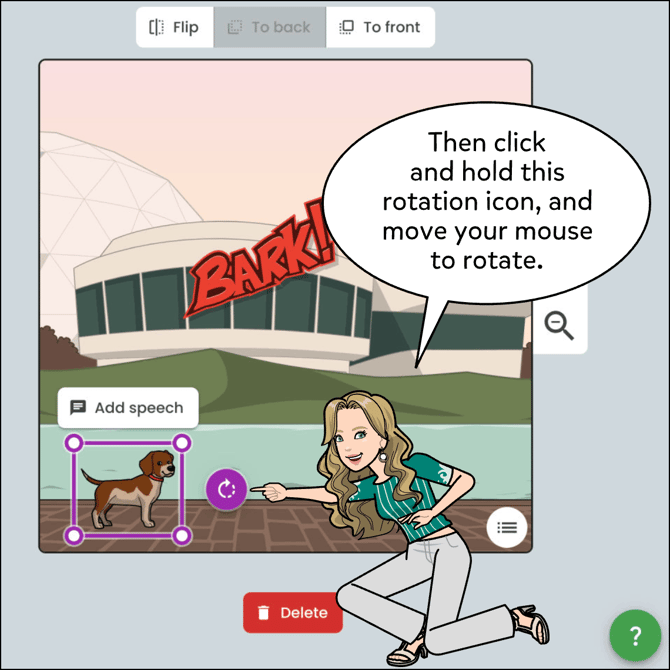Click and hold the rotation icon and move your mouse while to rotate it.