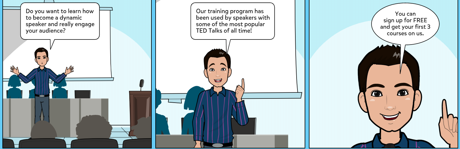Image showing a three panel comic illustrating how comics can be used for email marketing.