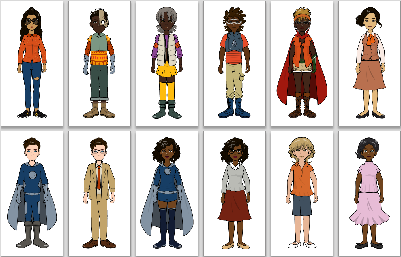 Image shows examples of characters that students could craft a story around.